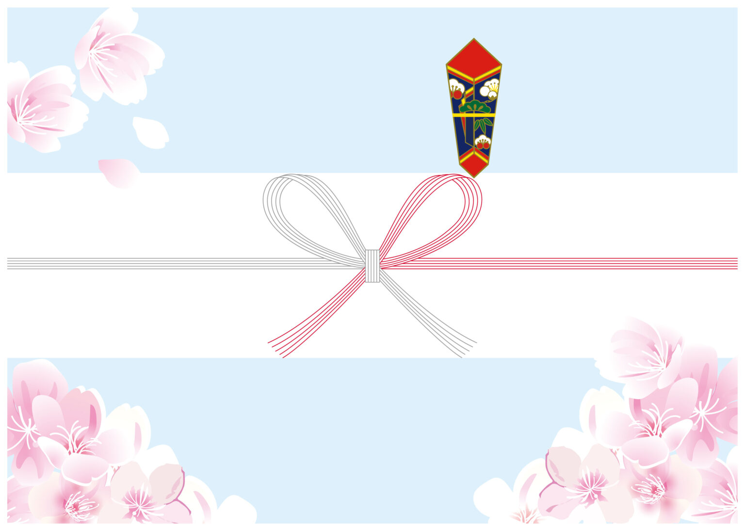 桜の花を立体に描いたおしゃれな熨斗(のし)テンプレート・簡単に手作りできるかわいい掛紙・…|イラストボックス「プレミアム」テンプレート